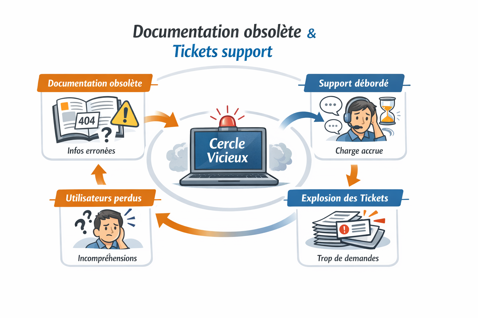 Documentation obsolète et volume de tickets support